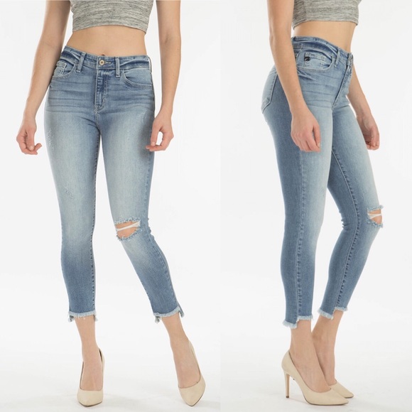 NWT Kan Can Jeans High Rise Crop Step Hem - Picture 3 of 6